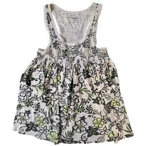 Arizona Jean Co Babydoll Tank Top XL Gray Floral Sleeveless Flowy